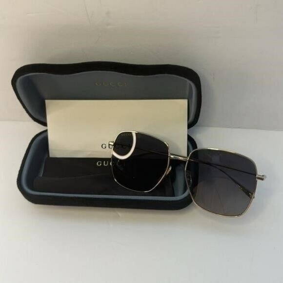 💯 - New Authentic GUCCI GG1031S-001 59 Sunglass Woman Metal Gold-Gold-Grey - Picture 6 of 14